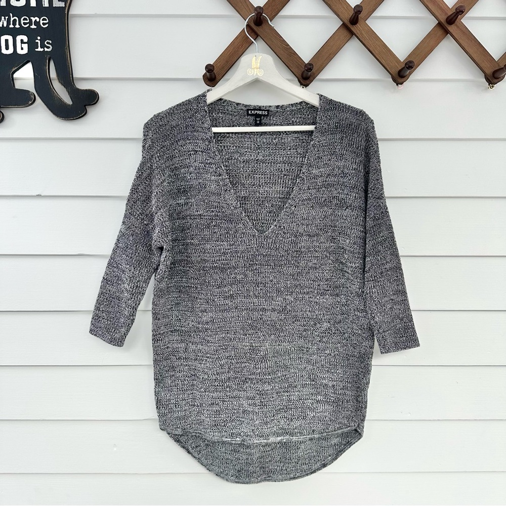 EXPRESS Slouchy V Neck Cotton Sweater
